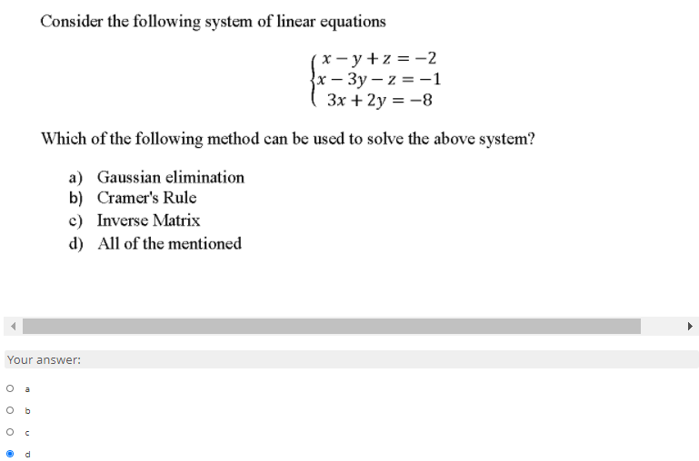 Solved Consider the following system of linear equations x-y | Chegg.com