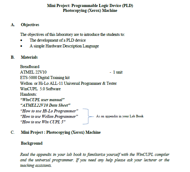 Mini Project: Programmable Logic Device (PLD) | Chegg.com