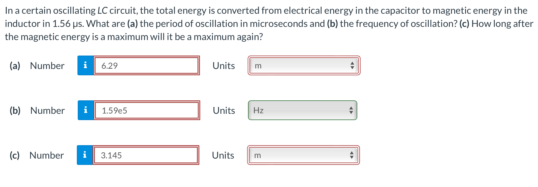 Solved In a certain oscillating LC circuit, the total energy