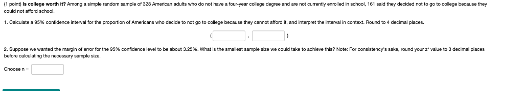 Solved (1 point) Is college worth it? Among a simple random | Chegg.com