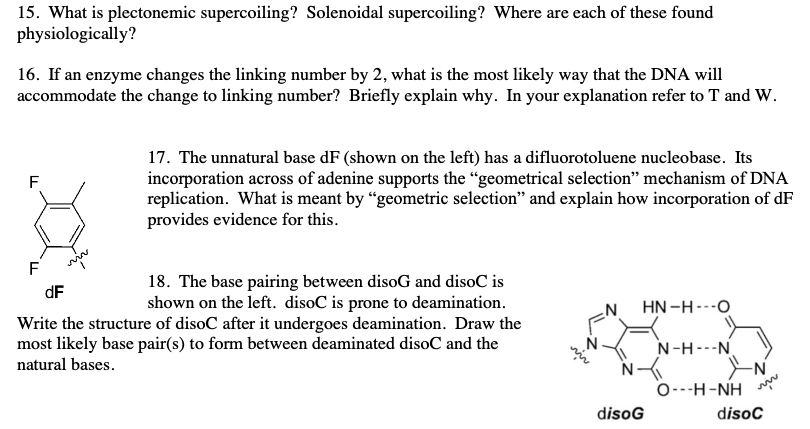 Solved 15. What is plectonemic supercoiling? Solenoidal | Chegg.com