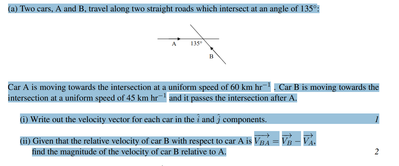Solved (a) Two cars, A and B, travel along two straight | Chegg.com