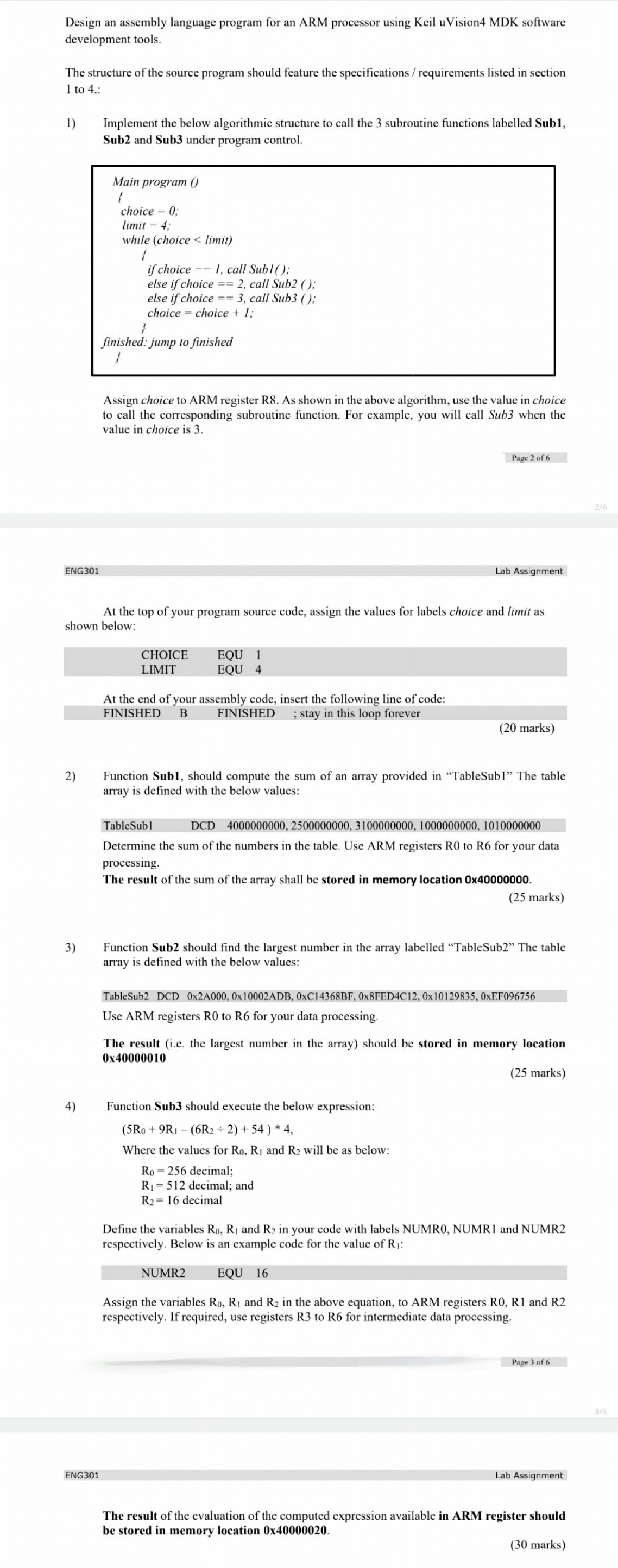 Solved Design an assembly language program for an ARM | Chegg.com