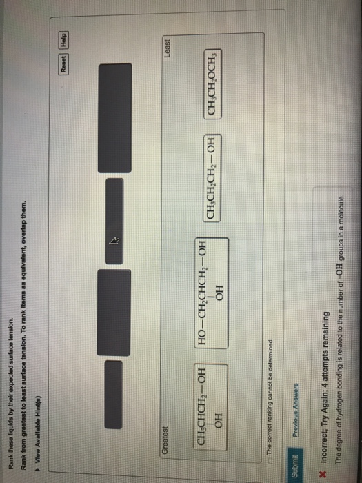Solved Rank from great to least surface tension. To rank