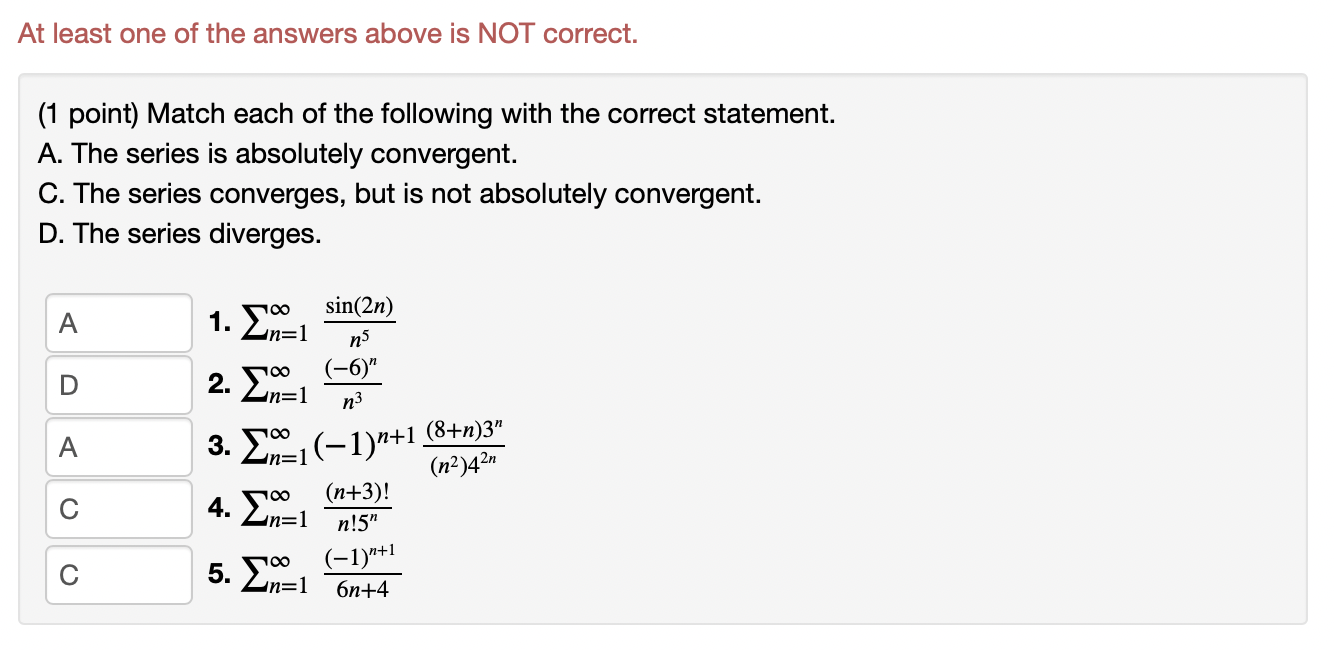 Solved At least one of the answers above is NOT correct. (1 | Chegg.com