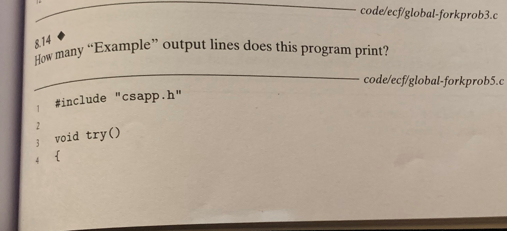 Solved How many "Example” lines does this program print? | Chegg.com