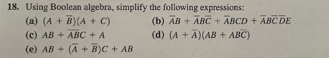 Solved 18. Using Boolean Algebra, Simplify The Following | Chegg.com