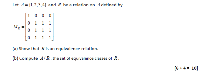 Solved Let A={1,2,3,4} And R Be A Relation On A Defined By | Chegg.com