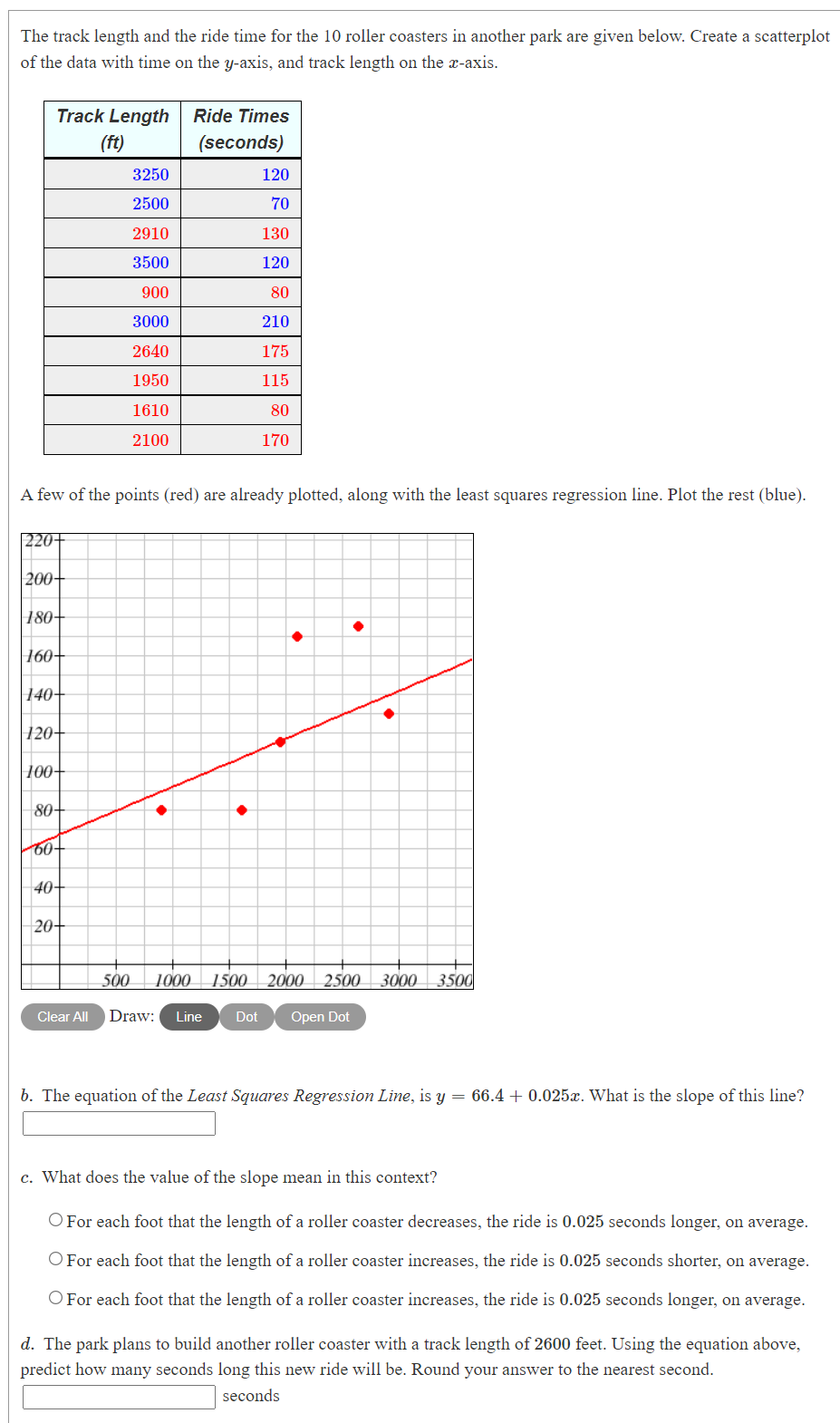 Solved The track length and the ride time for the 10 roller | Chegg.com