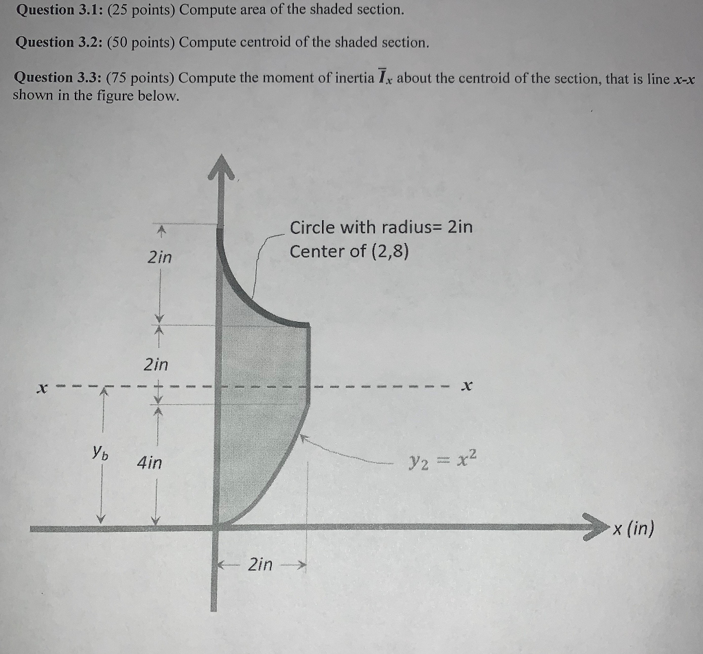 Solved Question 3.1: (25 points) Compute area of the shaded | Chegg.com