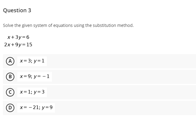 Solved Question 3 Solve The Given System Of Equations Using Chegg Com