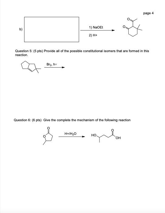 Solved Page 4 B) 1) Naoet 2) H+ Question 5: (5 Pts) Provide 