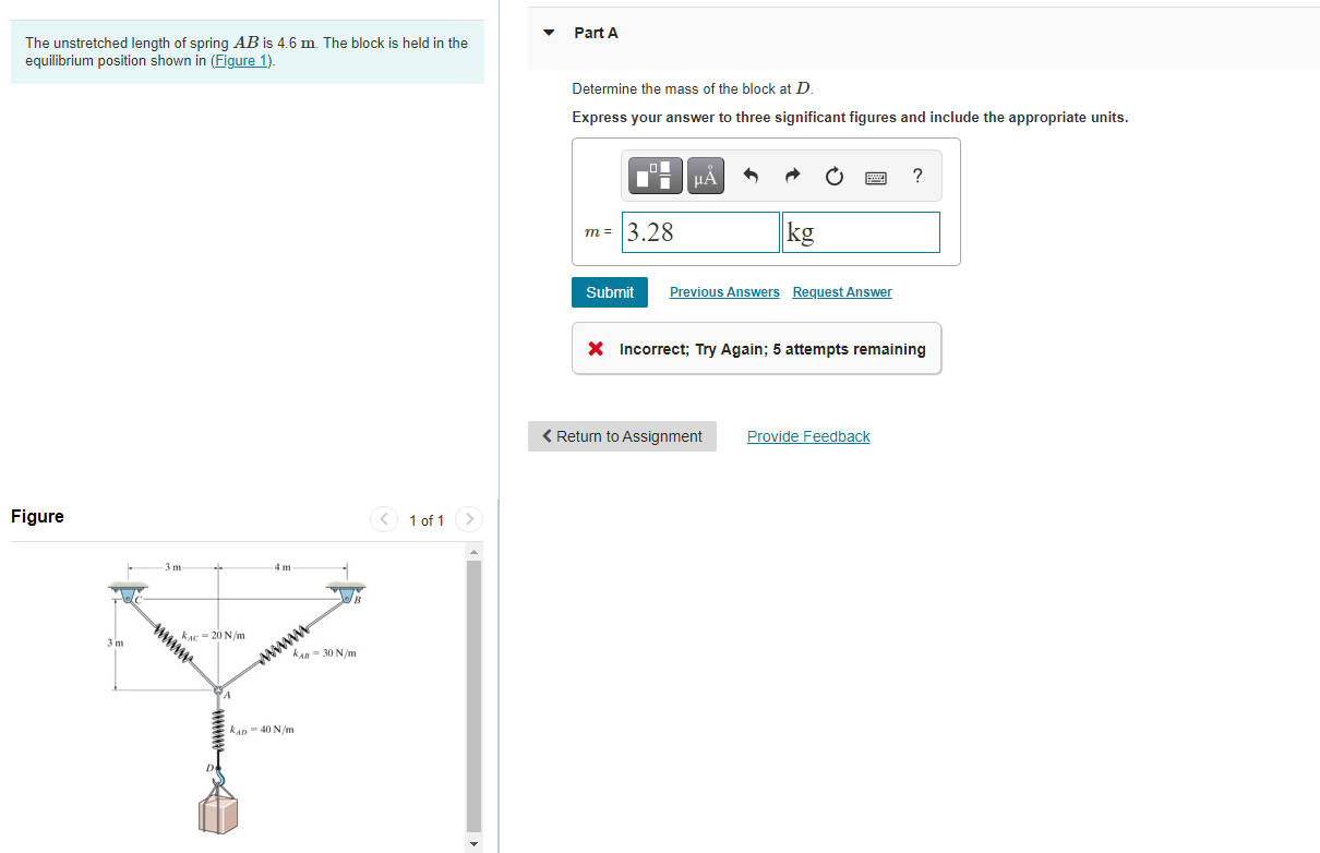 Solved Part A held in the The unstretched length of spring | Chegg.com