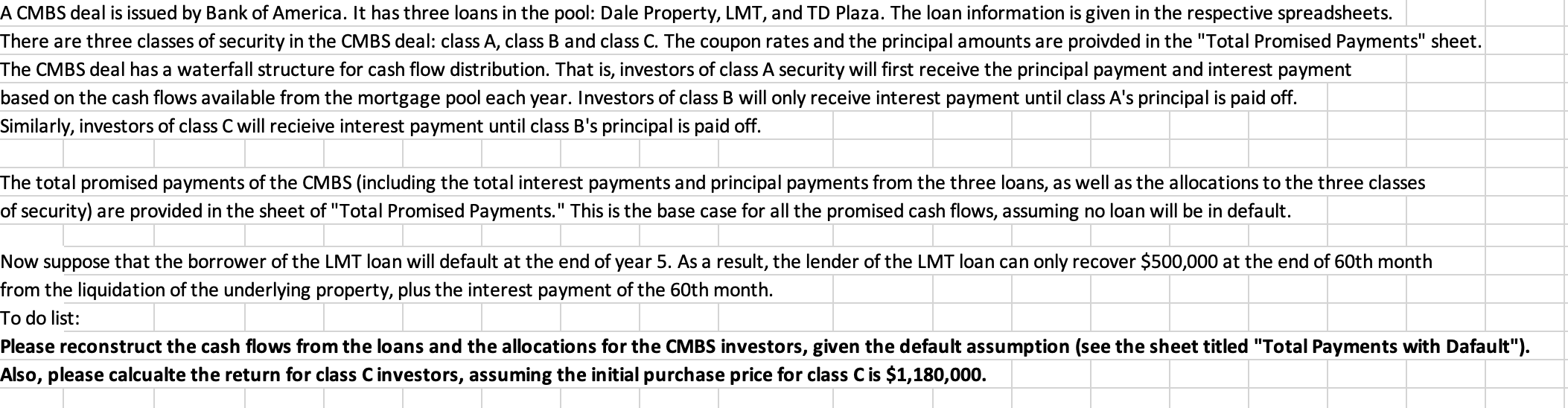 A CMBS Deal Is Issued By Bank Of America. It Has | Chegg.com