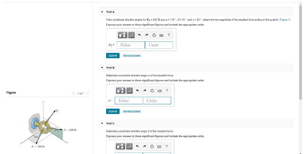 Solved Part A lf the coordinate direction angles for F3-620 | Chegg.com