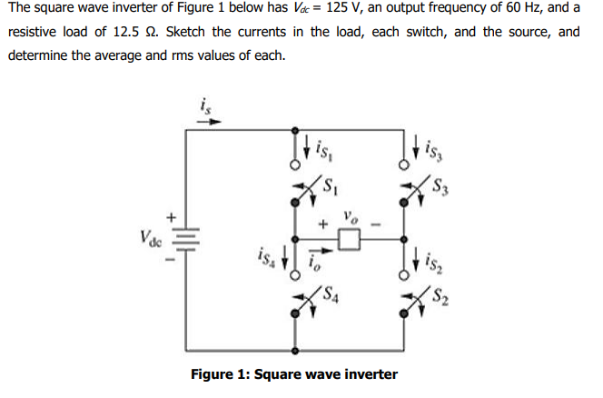 Solved The square wave inverter of Figure 1 below has Va = | Chegg.com