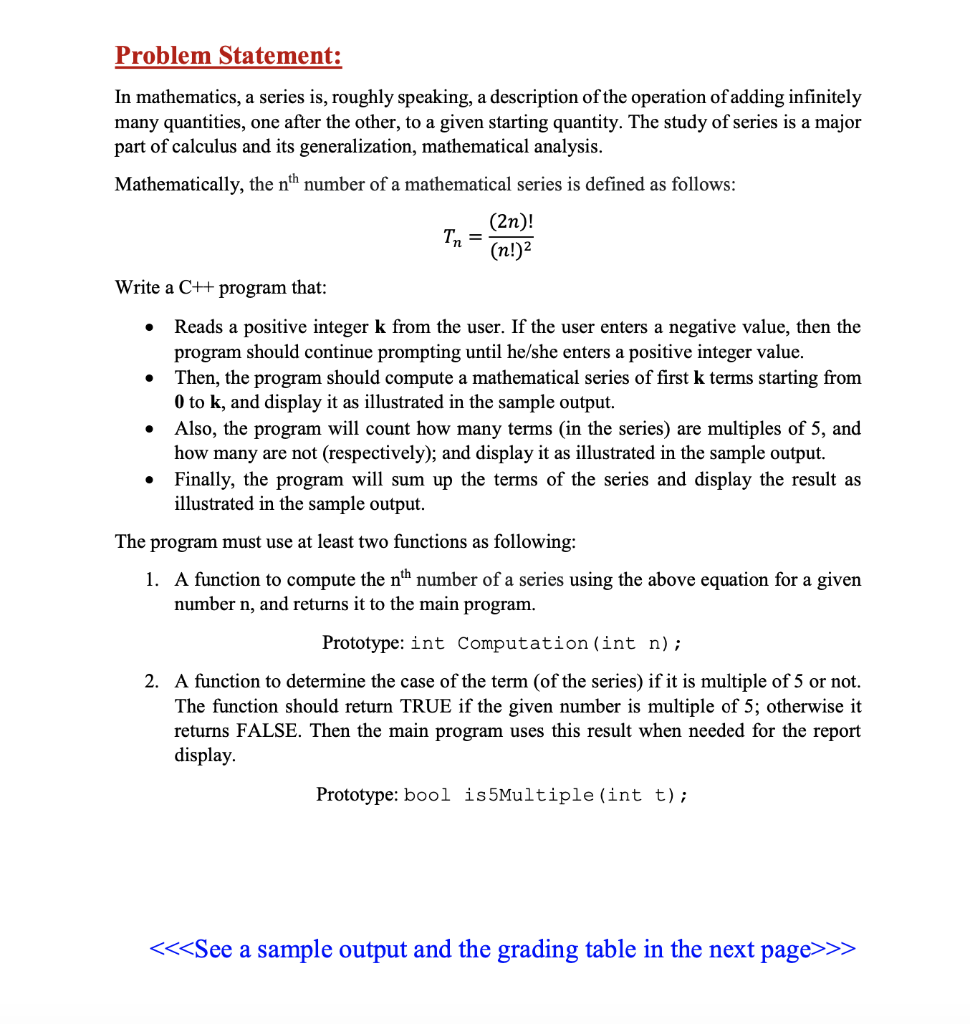 Solved Problem Statement: In mathematics, a series is, | Chegg.com