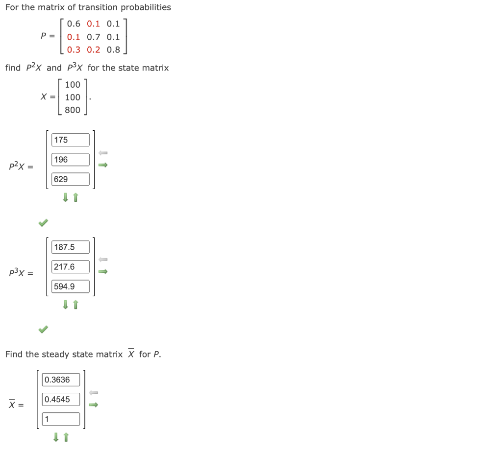 Solved For the matrix of transition probabilities P = | Chegg.com