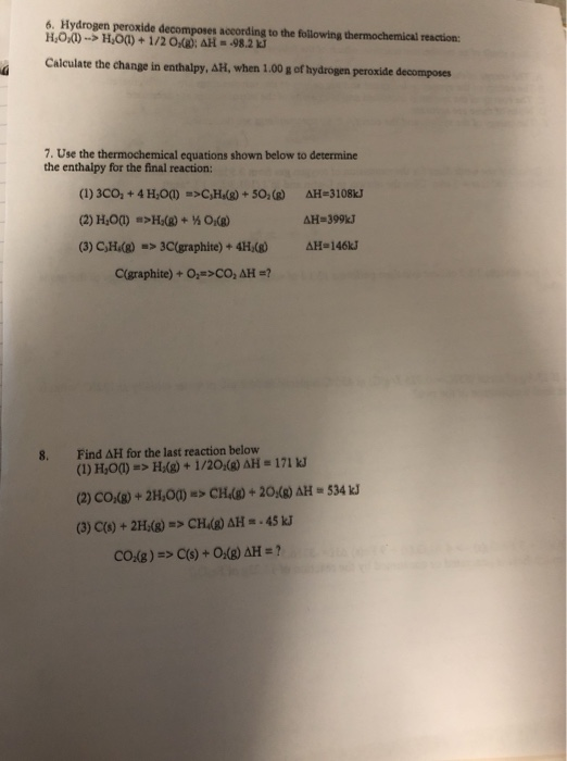 Solved 6. Hydrogen peroxide according to the