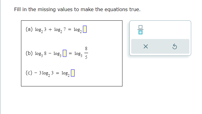 Solved Fill in the missing values to make the equations | Chegg.com