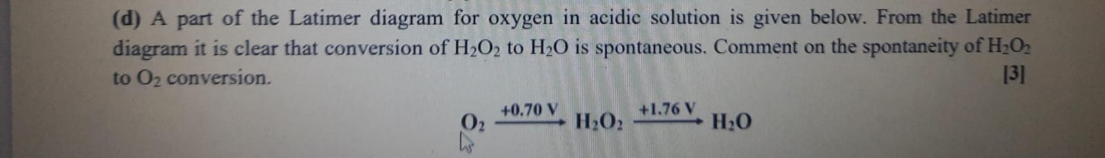 O2 H2o2 Latimer Diagram Solved (d) A part of the Latimer diagram for oxygen in | Chegg.com