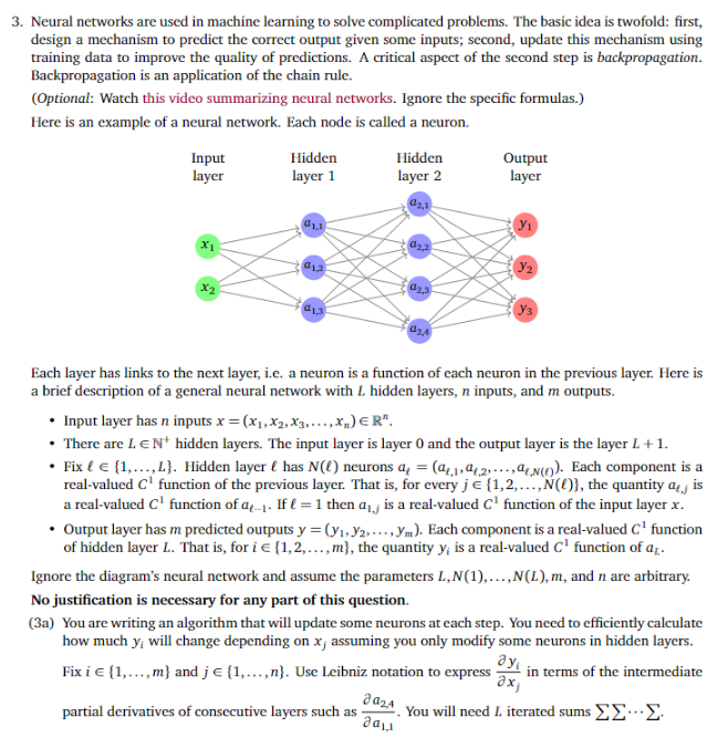 Solved 3. Neural Networks Are Used In Machine Learning To | Chegg.com