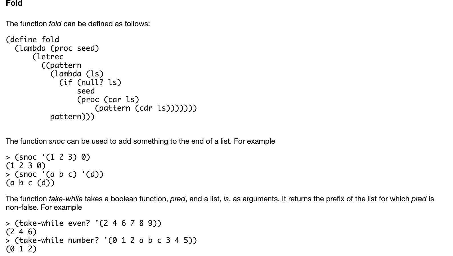 Solved Fold The function fold can be defined as follows: | Chegg.com