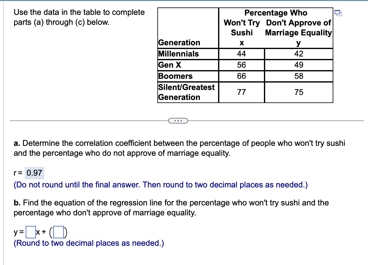 Solved Use the data in the table to complete parts (a) | Chegg.com