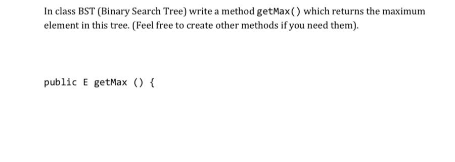 Solved In class BST (Binary Search Tree) write a method | Chegg.com