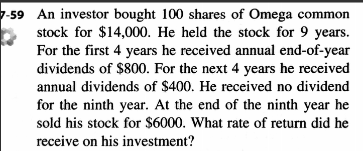 Solved 1 59 An investor bought 100 shares of Omega common Chegg