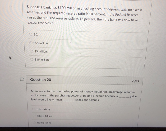 Solved Suppose A Bank Has 100 Million In Checking Account Chegg