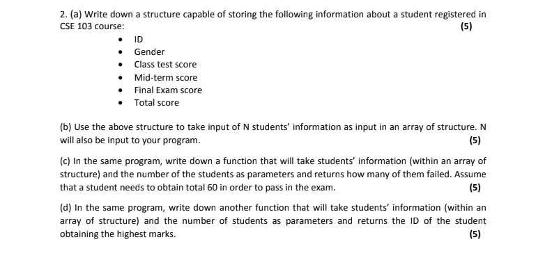 Solved Write the C program by using structure and then | Chegg.com