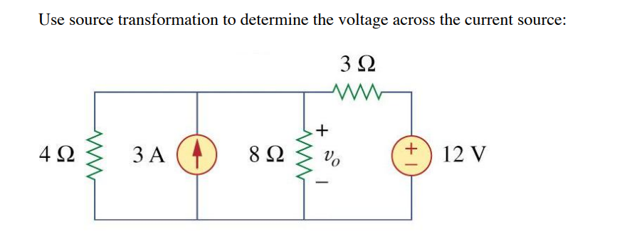 Solved Use source transformation to determine the voltage | Chegg.com