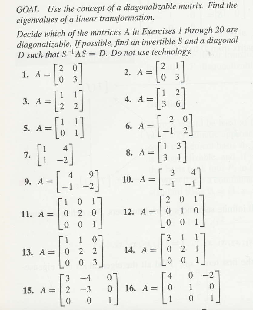 Solved GOAL Use the concept of a diagonalizable matrix. Find | Chegg.com