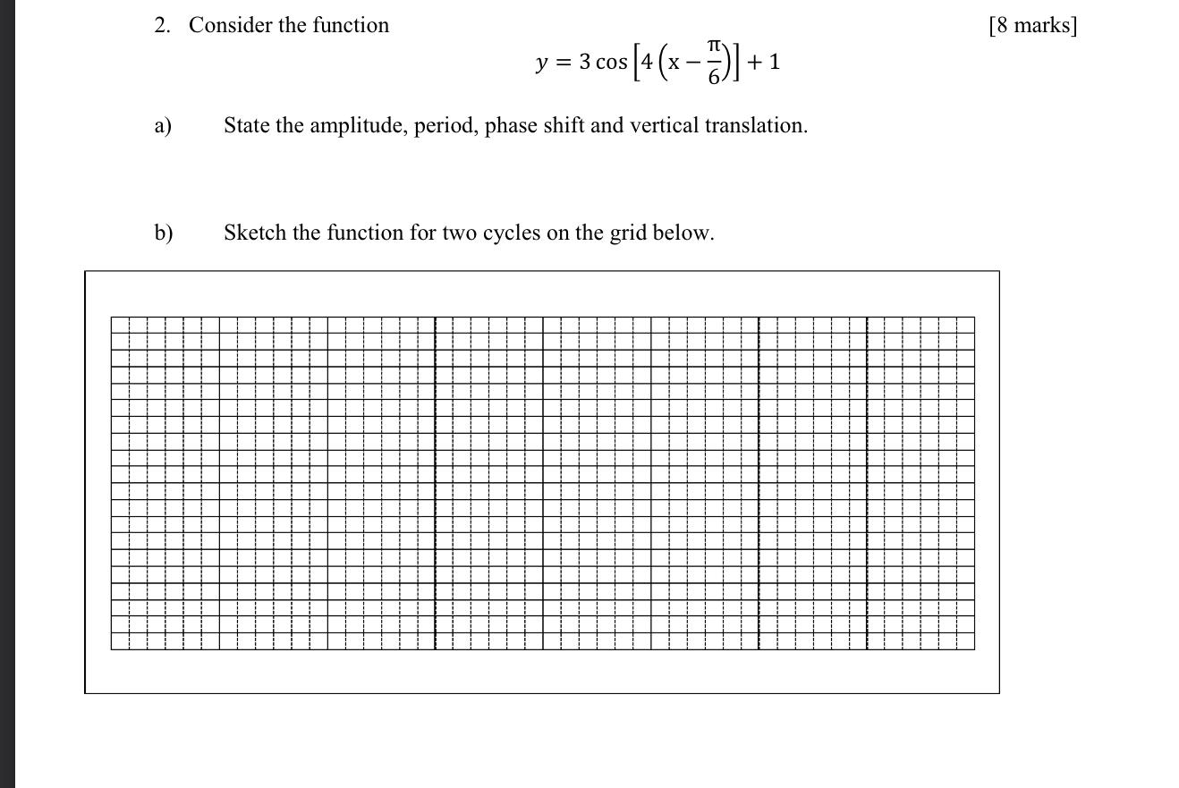 Solved 2. Consider the function [8 marks] y = 3 cos | Chegg.com