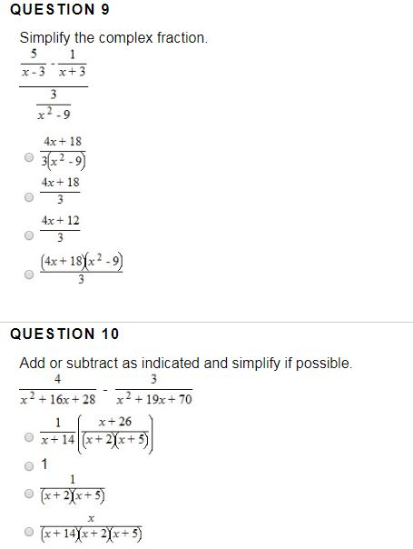 Solved QUESTION 9 Simplify the complex fraction. 5 1 X-3x+3 | Chegg.com