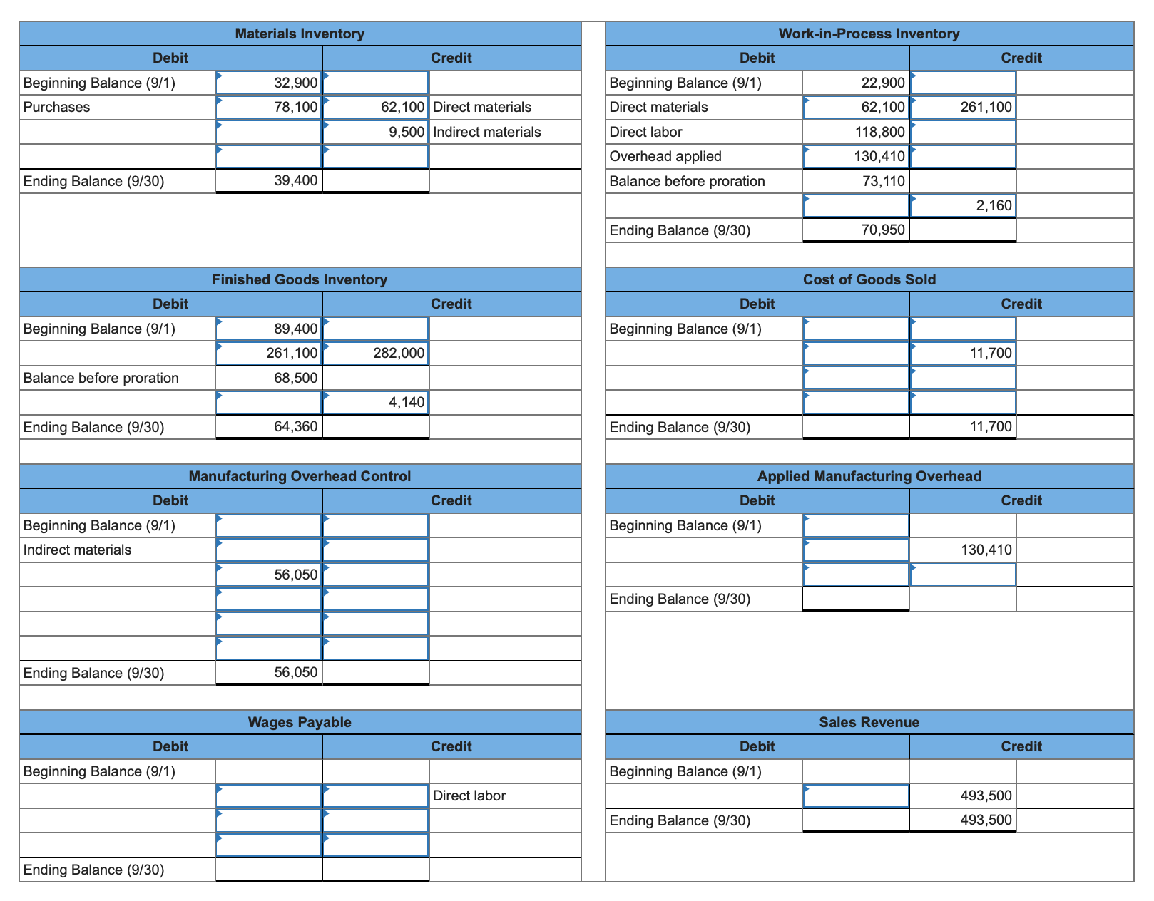 Solved The Following T-accounts Represent September Activity 