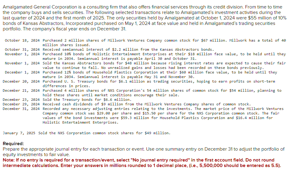 Solved Amalgamated General Corporation is a consulting firm