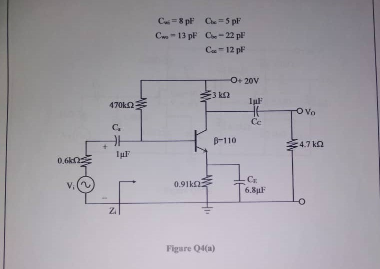 Solved 04 (a) Figure Q4(a) is an amplifier circuit that only | Chegg.com