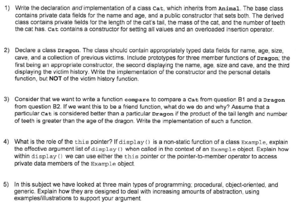 Solved 1) Write the declaration and implementation of a | Chegg.com