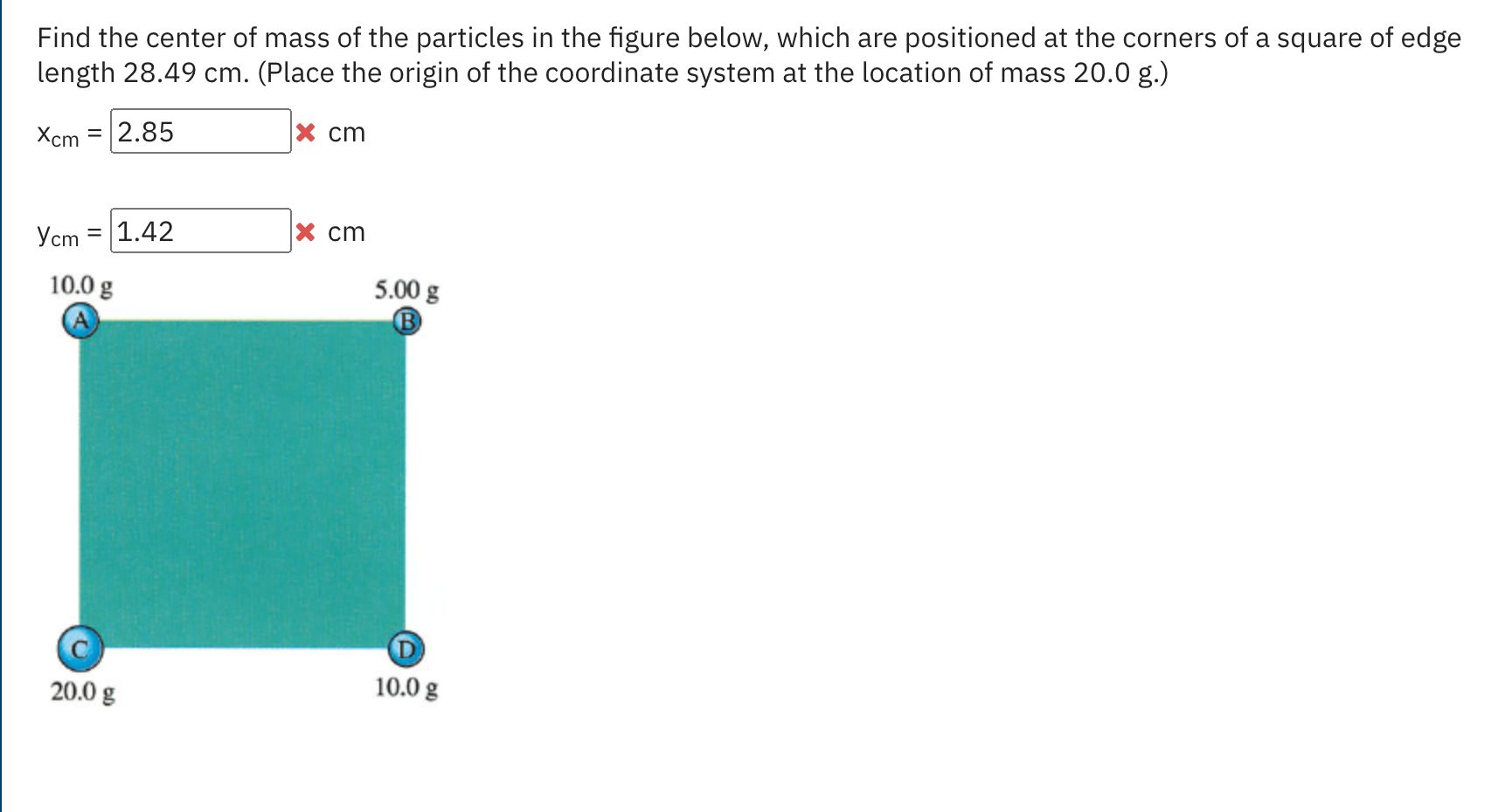 Solved Find the center of mass of the particles in the | Chegg.com