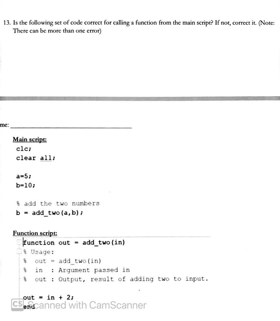Solved 13. Is the following set of code correct for calling | Chegg.com