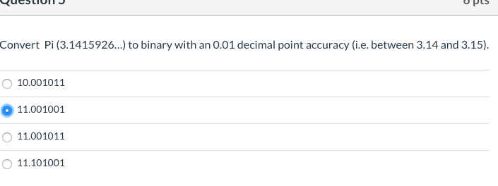 Solved Quesliuitj U Vls Convert Pi 3 To Bina Chegg Com