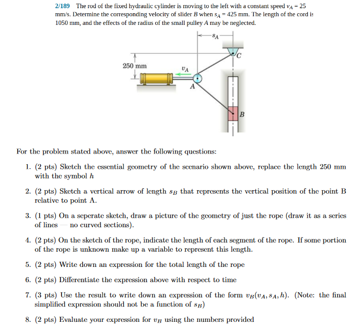 Solved 2 1 The Rod Of The Fixed Hydraulic Cylinder Is M Chegg Com