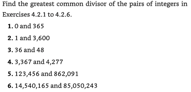 Solved Find The Greatest Common Divisor Of The Pairs Of | Chegg.com