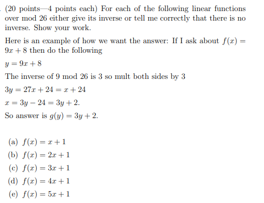 Solved (20 Points—4 Points Each) For Each Of The Following | Chegg.com