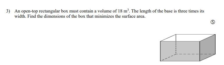 Solved 3) An open-top rectangular box must contain a volume | Chegg.com