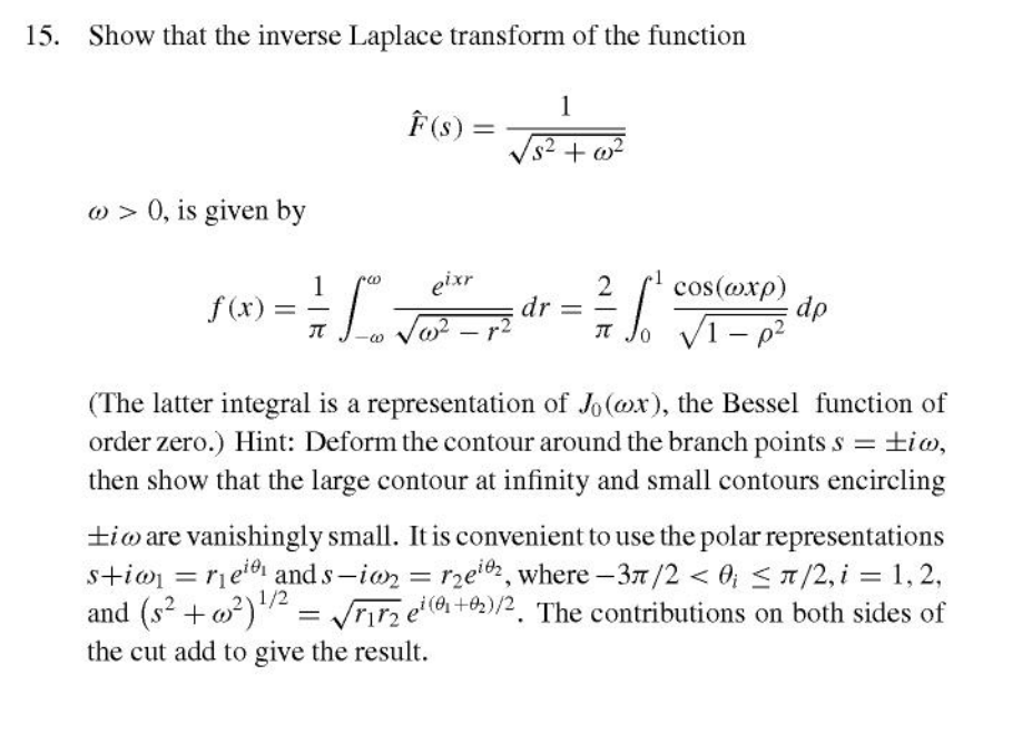 15 Show That The Inverse Laplace Transform Of The Chegg Com