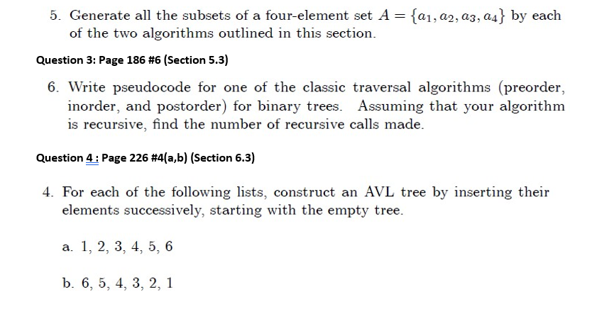 Solved 5. Generate all the subsets of a four-element set | Chegg.com