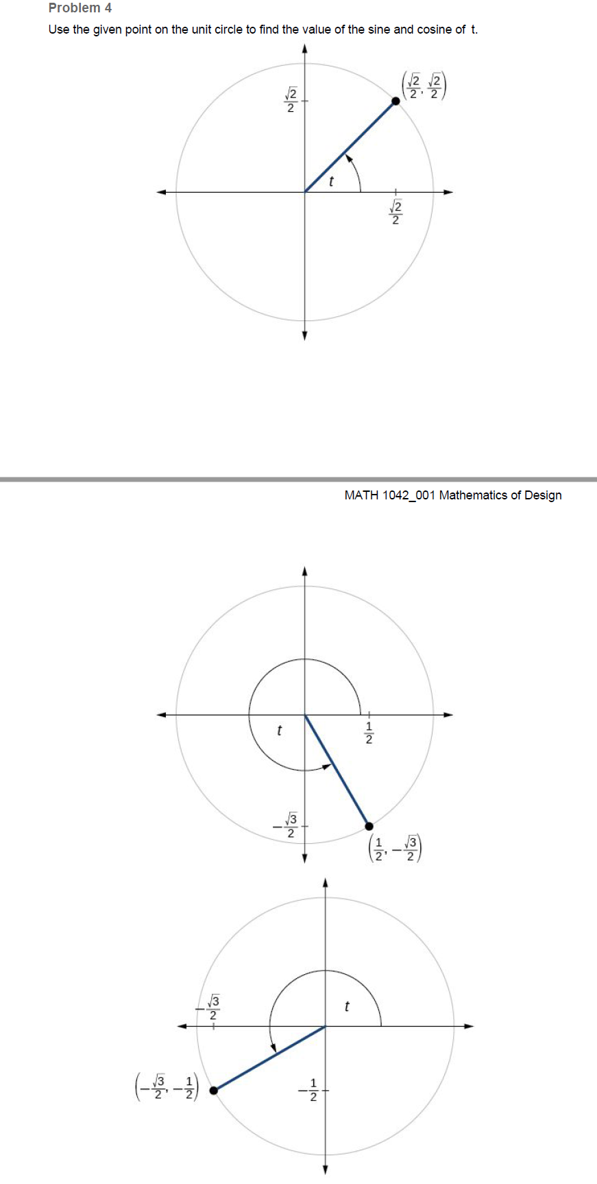 Solved Problem 4 Use the given point on the unit circle to | Chegg.com